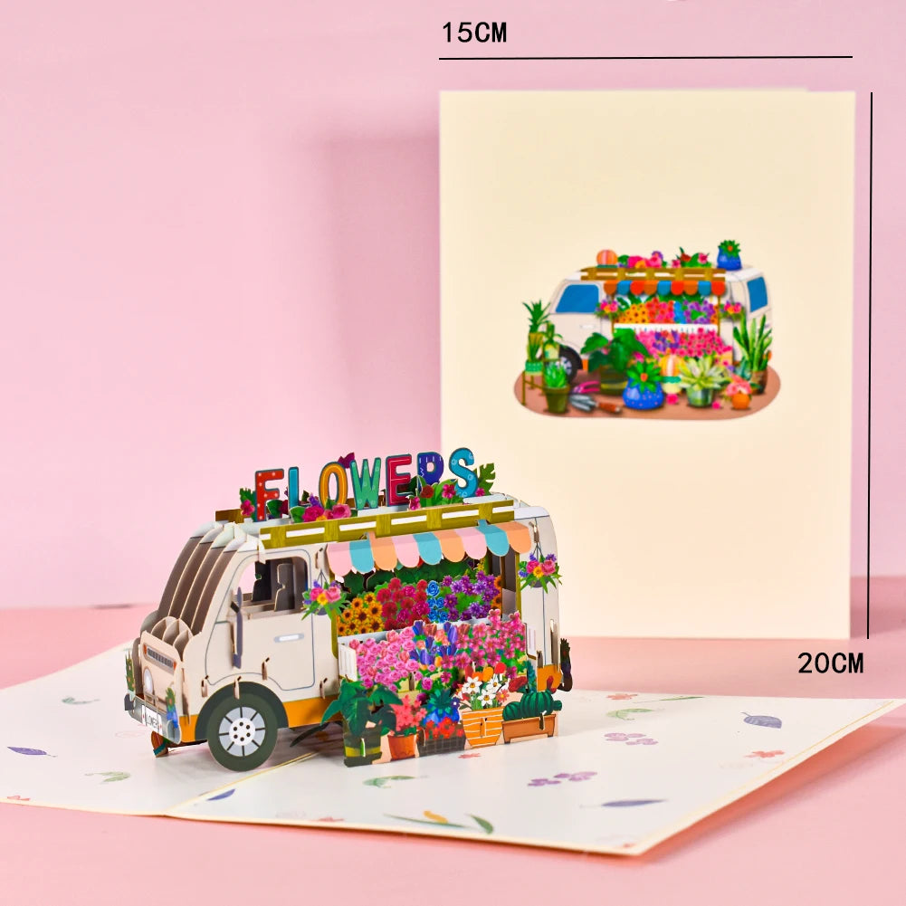 Tarjeta de felicitación emergente con flores en 3D para cumpleaños, día de la madre, día del padre, graduación, aniversario de bodas, mejórate pronto, simpatía