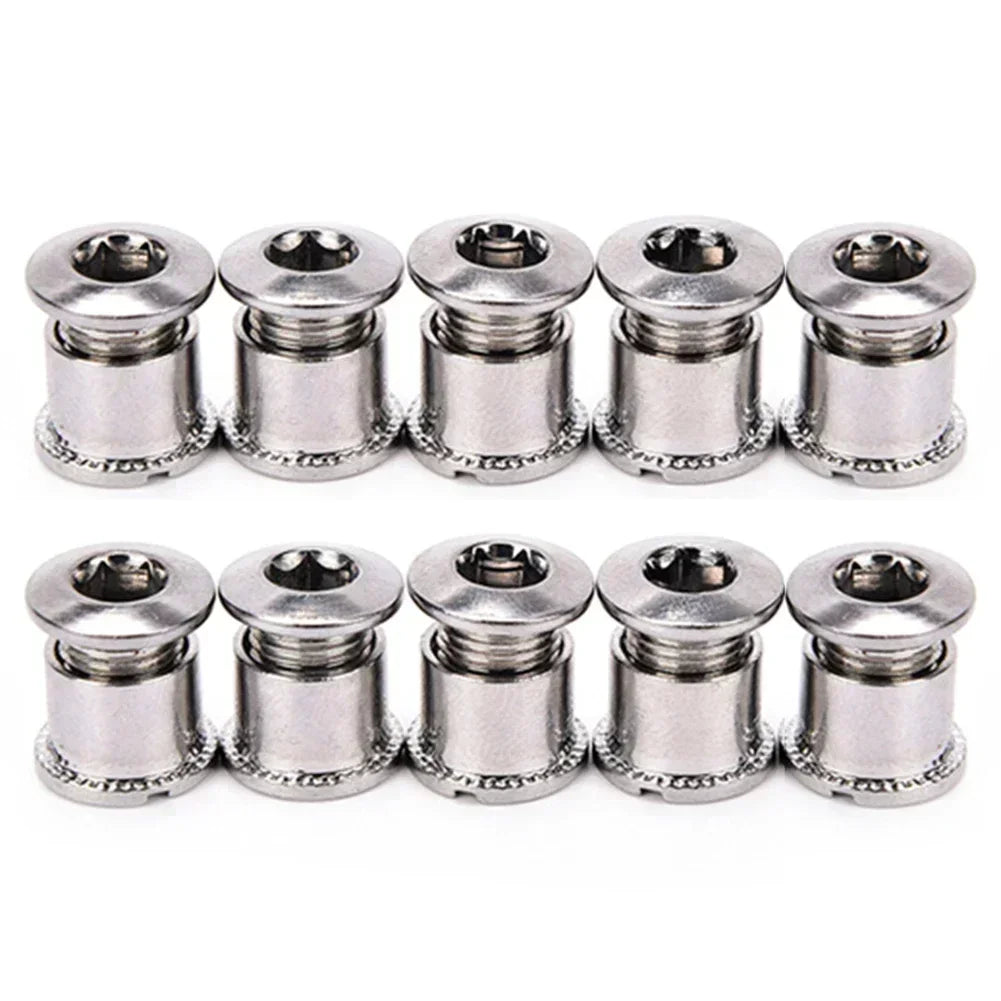 10 piezas de pernos para bielas de bicicleta, pernos simples, dobles y triples, tornillos de acero para platos y platos, tornillos para platos y tuercas, accesorios para bicicletas