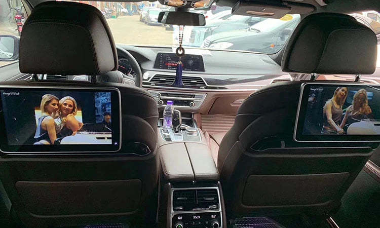 Moniteur d'appui-tête de voiture Android 12.0 de 11,6 pouces pour BMW X7 G07 2019-2025 Support de siège arrière WiFi 4K Écran tactile Vidéo Support caché