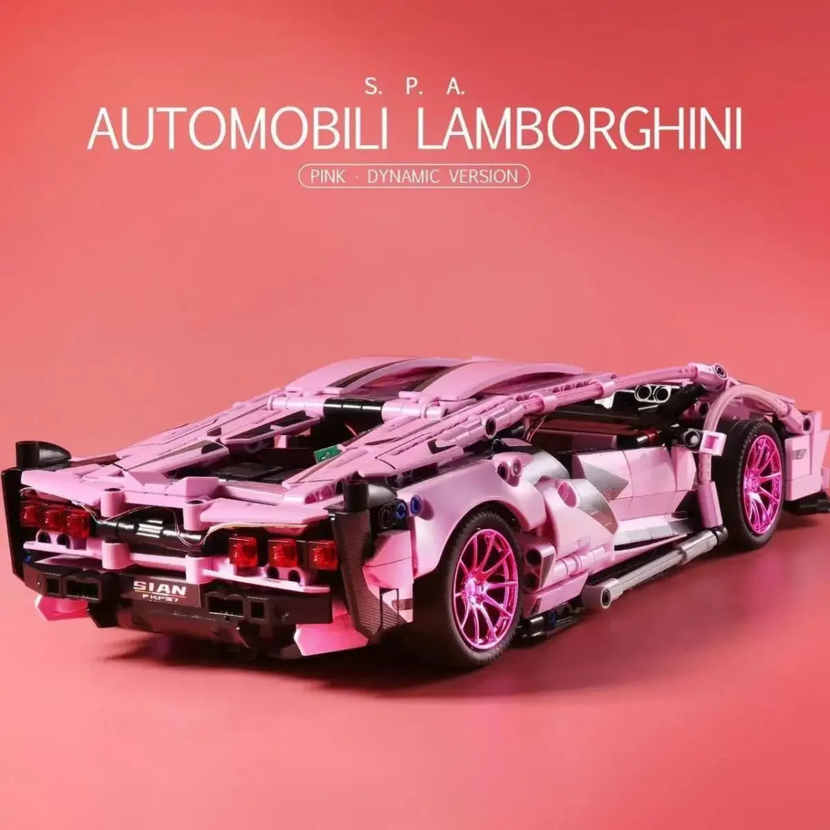 1280 piezas técnicas 1:14 Lambo rosa Super Sports Car Building Blocks MOC City Speed Vehicle Assemble Bricks Toys para niños