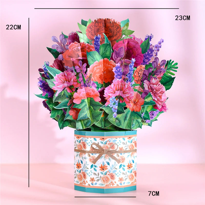 Tarjeta de felicitación emergente con flores en 3D para cumpleaños, día de la madre, día del padre, graduación, aniversario de bodas, mejórate pronto, simpatía