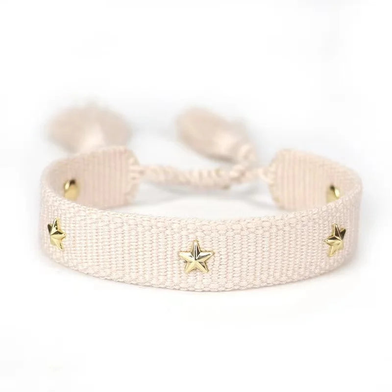 Pulsera tejida de la amistad para mujer con pequeñas estrellas Pulseras de joyería apilables de verano Regalos para hermanas