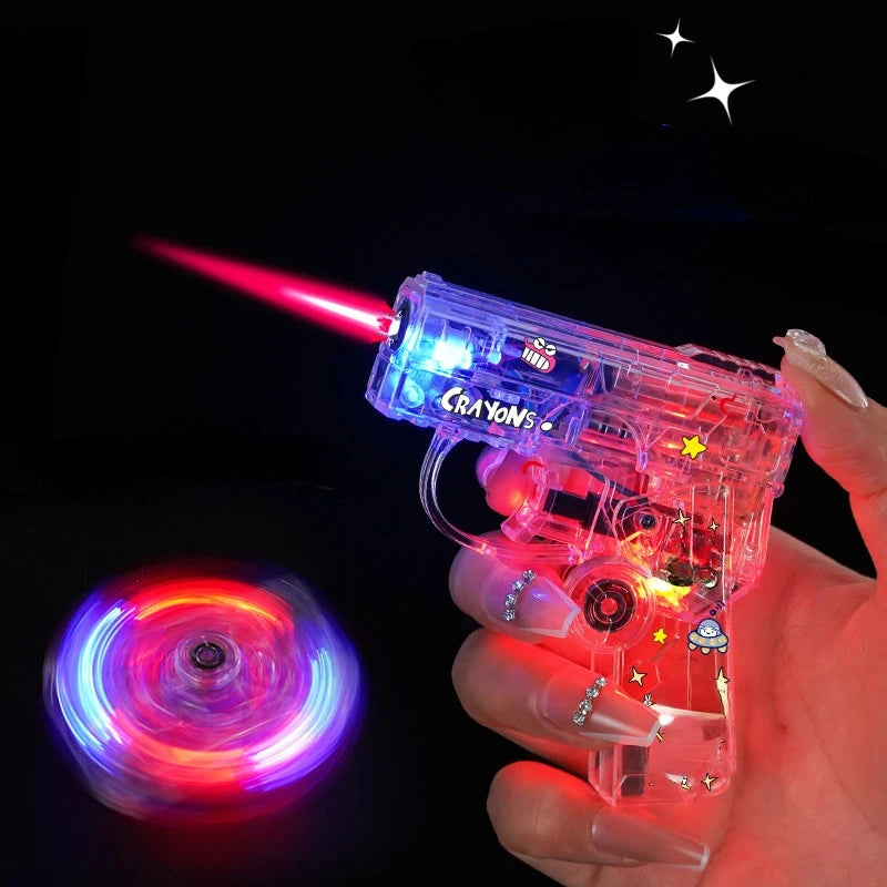 2-in-1 Luminous Fingertip Spinner Folding Lighter Transparent Rotating Decompression Windproof Lighter Men's Gifts