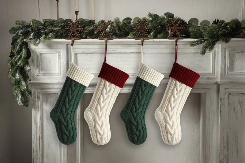 Medias navideñas grandes de 18 pulgadas, medias de compresión navideñas tejidas para niños, medias colgantes para regalar dulces, decoración navideña