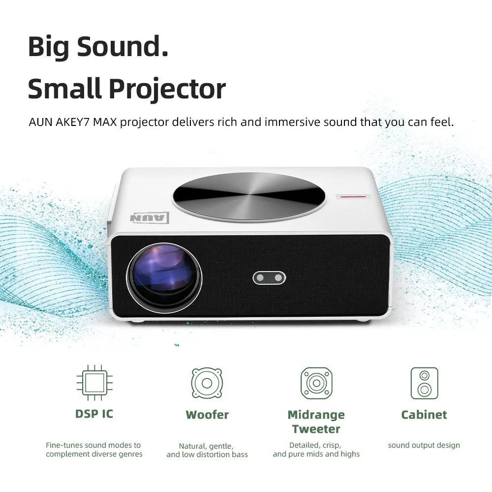 Proyector AUN Full HD de alto rendimiento Android TV 4K Cine en casa 3D Enfoque automático eléctrico 200 pulgadas Cine en casa WIFI AKEY7 MAX