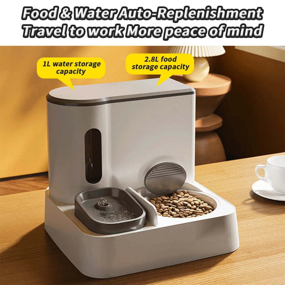 Comedero automático para perros y gatos 2 en 1 Comedero automático Dispensador de agua Juego de cuencos de agua y comida para mascotas Suministros para mascotas para perros y gatos