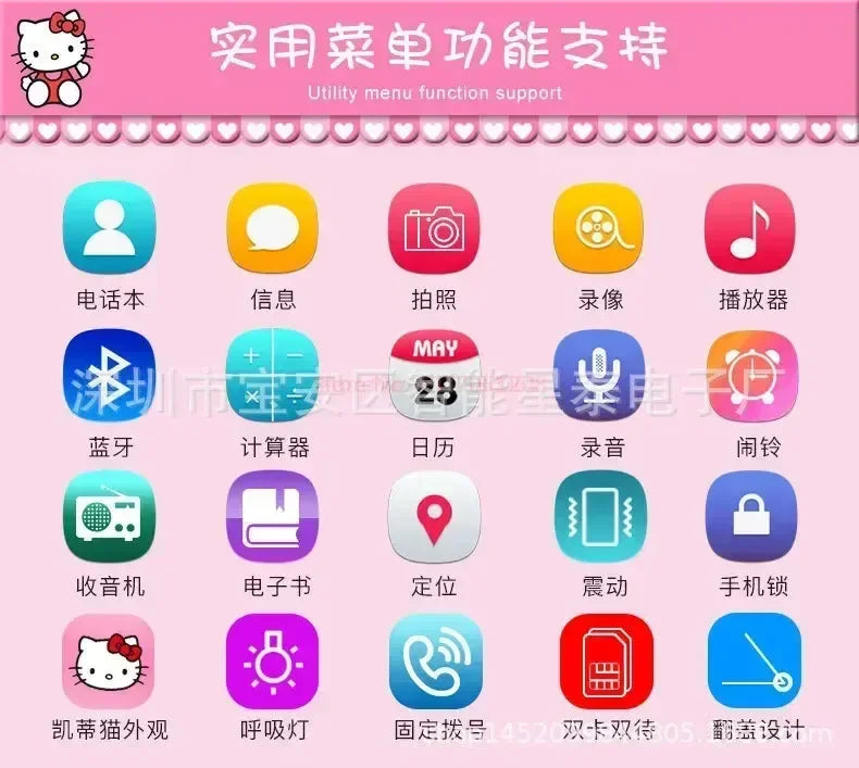 2023 New Kawaii Sanrioed Hello Kitty Flip Phone Cartoon Cute Little friends Taiml Mini Phone For Kids Toys For friends Gifts