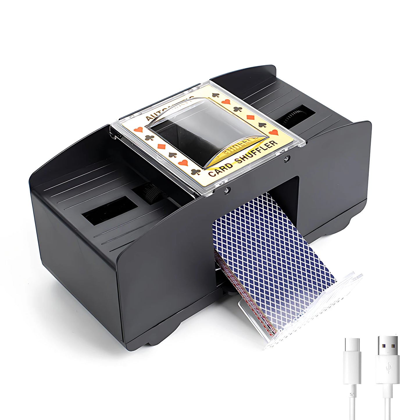 Mélangeur de cartes automatique 1/2 jeux Mélangeur de cartes de poker électrique Mélangeur à piles USB pour jeux de cartes Fête à domicile