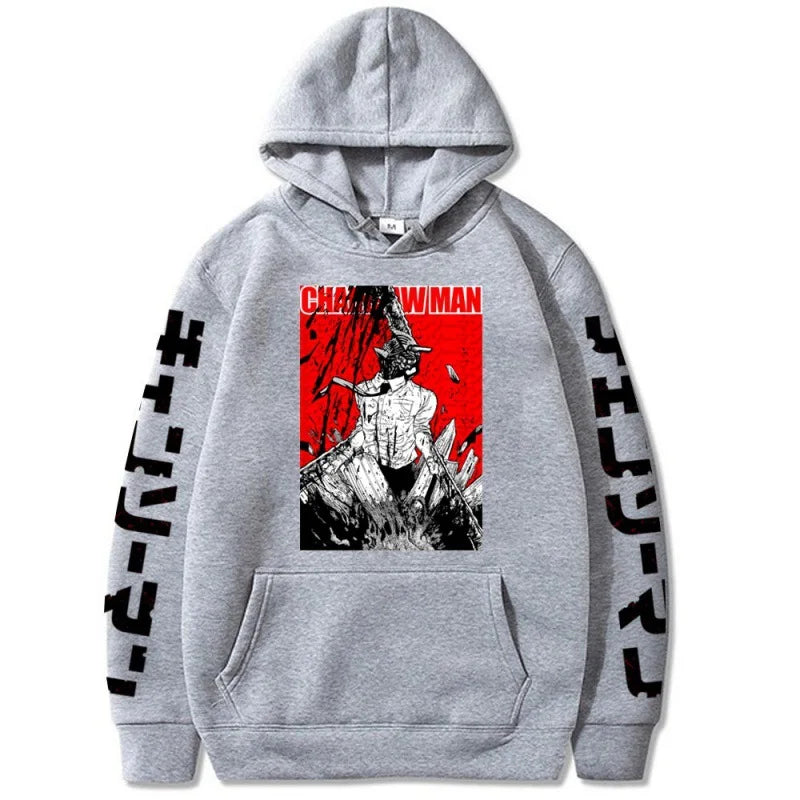 2024 Japanese Anime Hoodie Chainsaw Man Logo Gothic Printed Long Sleeve Streetwear Sweatshirt Fashion New Oversized Hip Hop Clot