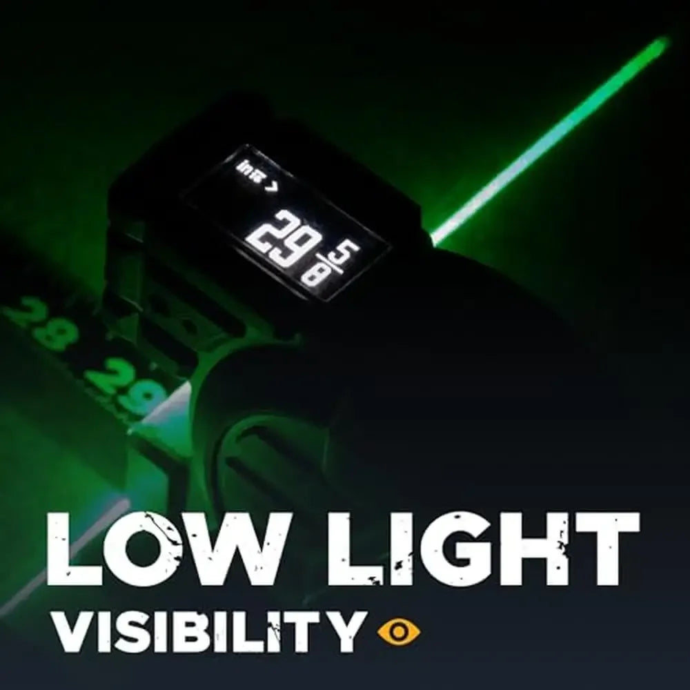 Tomahawk Digital Tape Measure Green Laser E-Paper Display Measuring Tool Contractor Grade Rock App Compatible Fast Action Menu