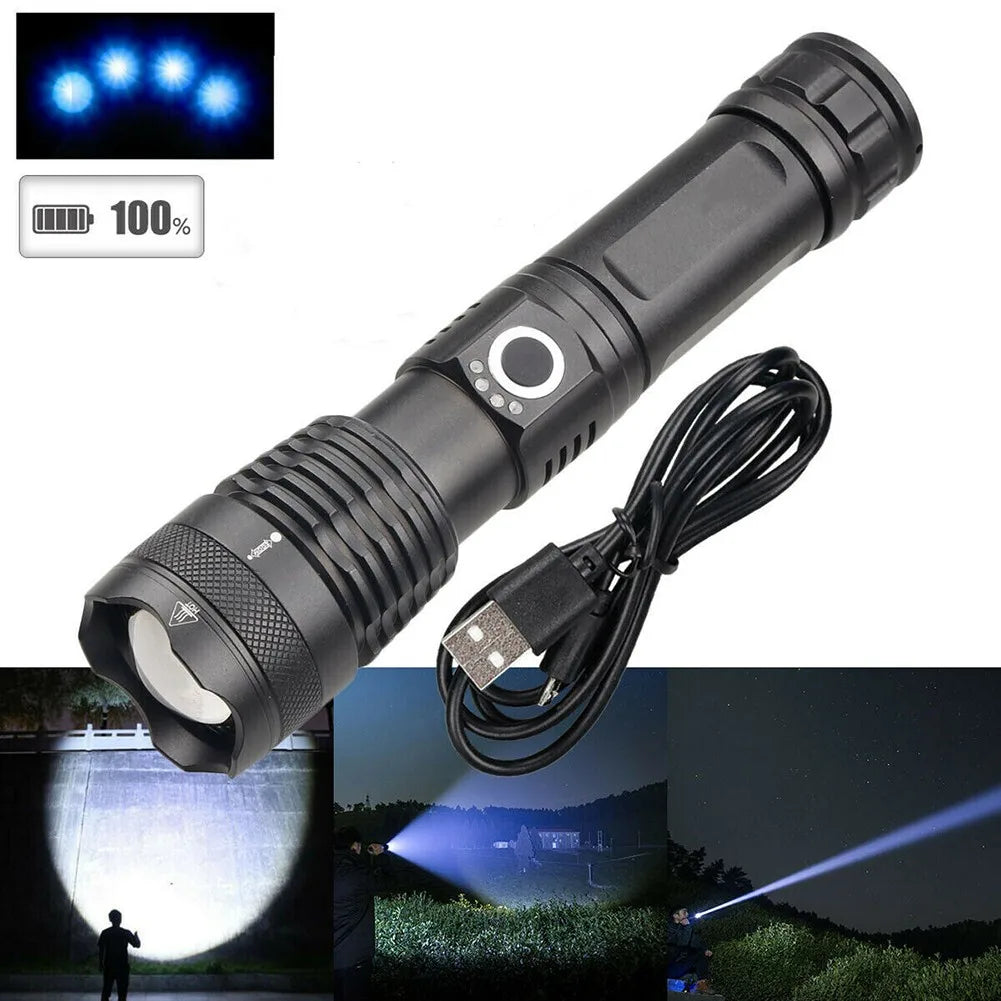 Super Bright LED Scuba Diving Flashlight P50 Underwater Waterproof UCB Rechargeable-Tactical Torch Lamp Spearfishing Lantern