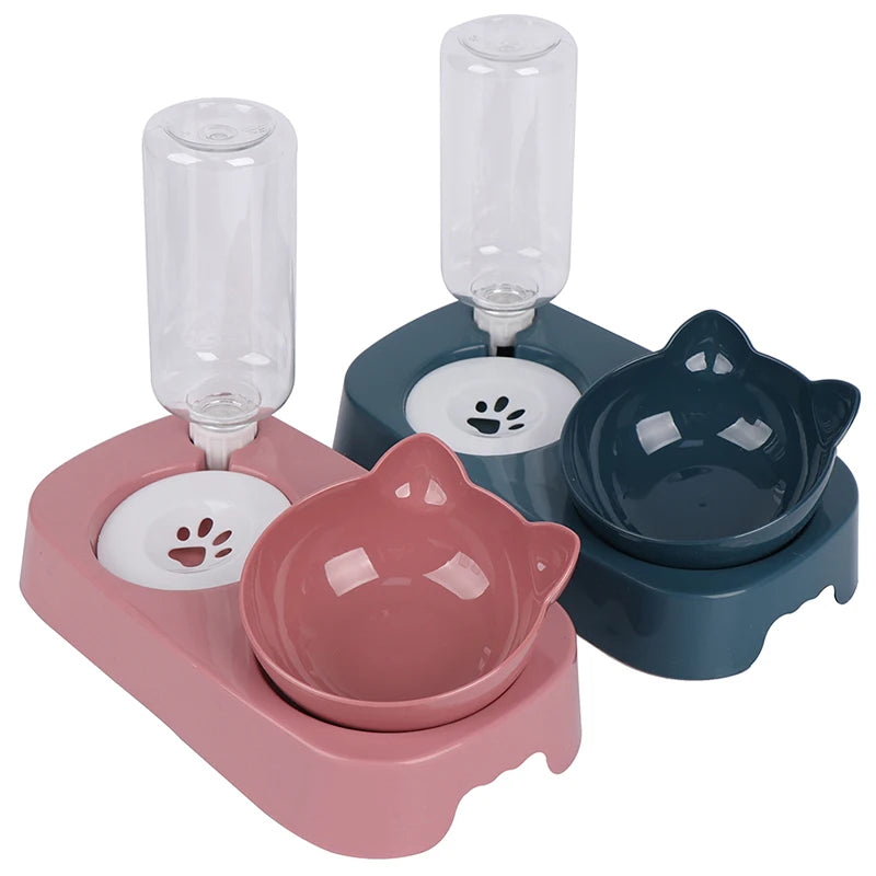 2 in 1 Cat Bowl Water Dispenser Automatic Water Storage Container Pet Feeder