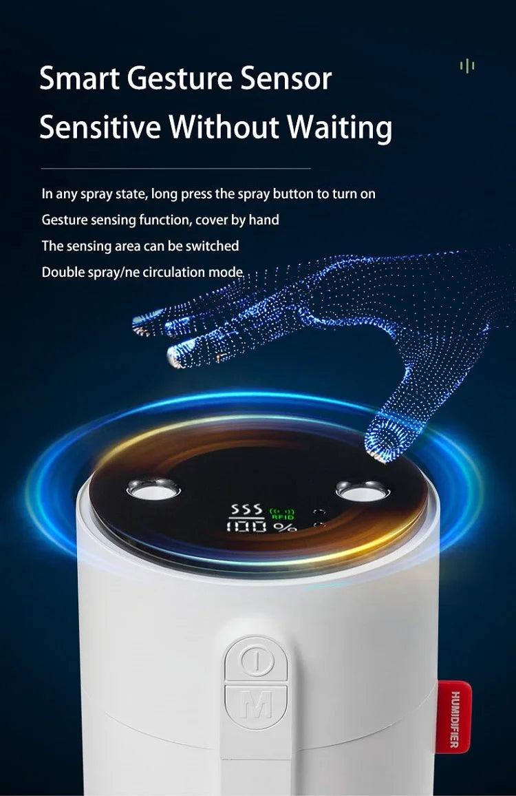800ML Smart Induction Air Humidifier 2000mAh Battery USB Rechargeable Essential Oil Diffuser Air Humidifier for Home Car