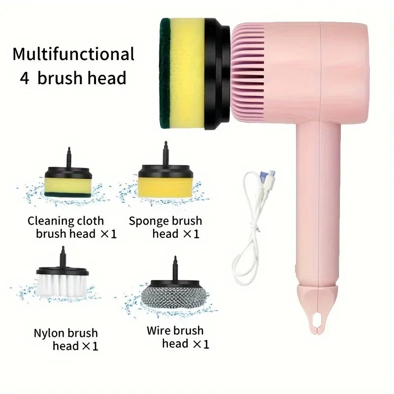 Nettoyeur rotatif électrique à 2/4/6 brosses, brosse de nettoyage rechargeable, sols, tapis, salles de bains, cuisines, laveuse à main sans fil