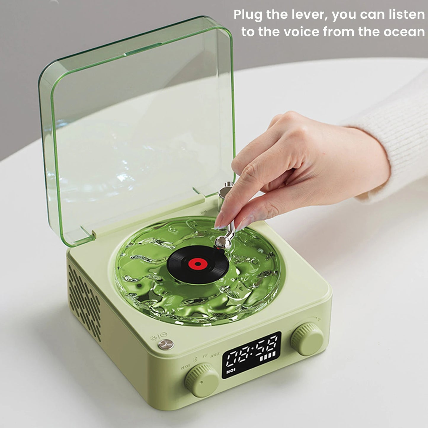 Vintage Vinyl Bluetooth Speaker Waves Vinyl Player White Noise Altavoz Bluetooth Retro Sleep Aid Turntable Speaker with Light