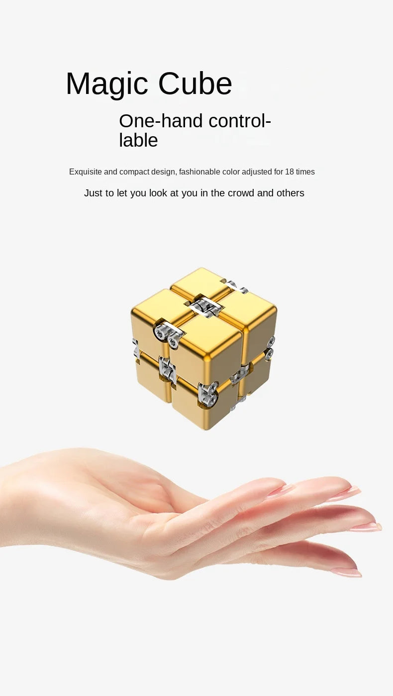 Tiktok Pop Fun Decompression Toys Alloy Infinity Magic Cube Finger Toy Office Flip Cubic Puzzle Stress Relief Cube Block Gift