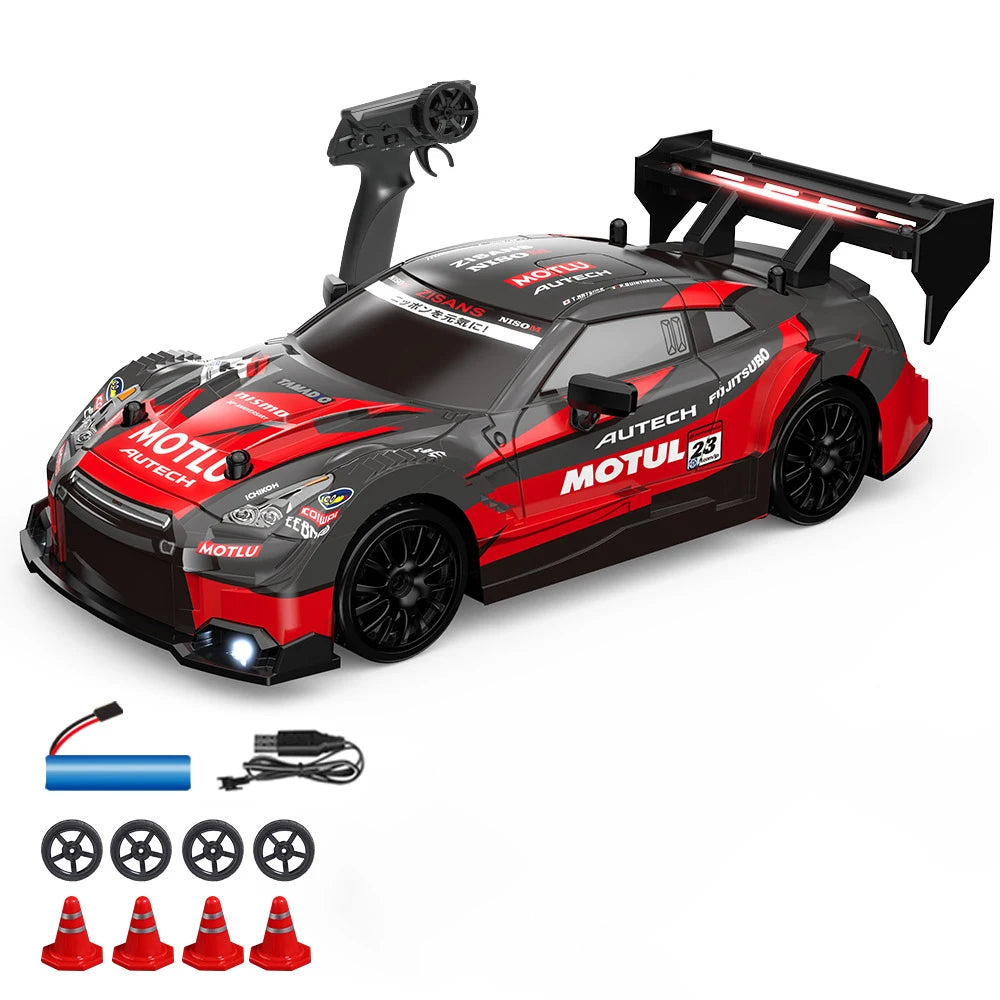 1:24 Coche de derrape RC de alta velocidad Mustang 4WD Coche de carreras de control remoto Regalo Coche de carreras de competición Juguete para niños Neumático reemplazable