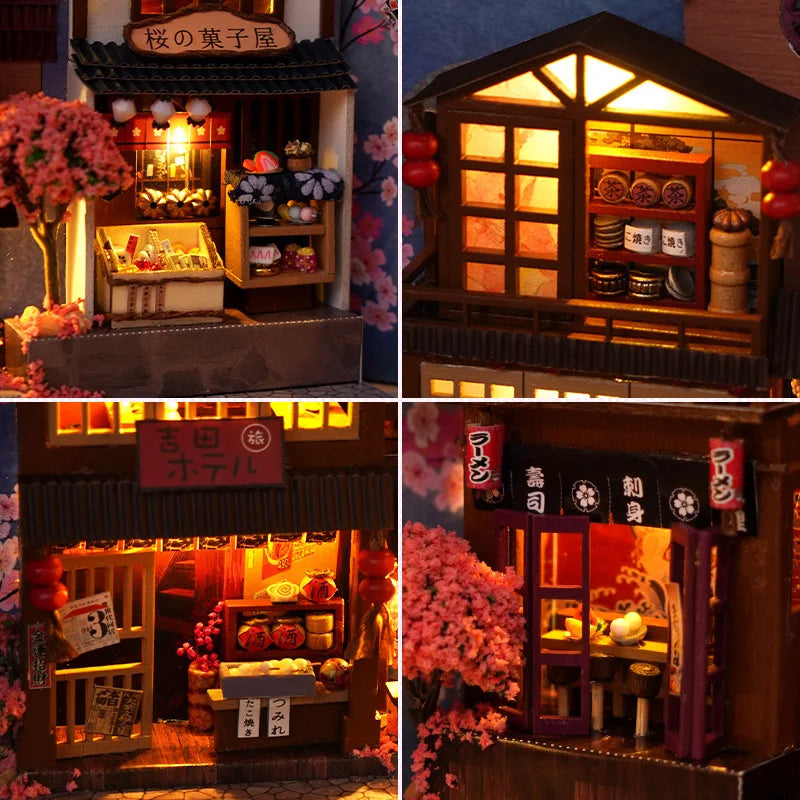 3D Wooden Puzzle DIY Book Kit Bookend Shelf Insert Alley Miniature Dollhouse Model Building Set Craft for Home Decoration P541