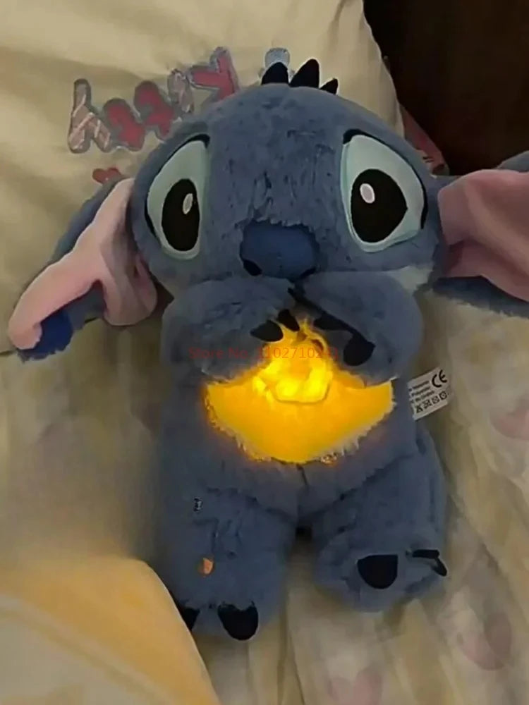 Stitch Kawaii Plush Doll Baby Sleeping Companion Sound Soothing Musical Kawaii With Air Bag and Light Doll Breathing Gifts Toys