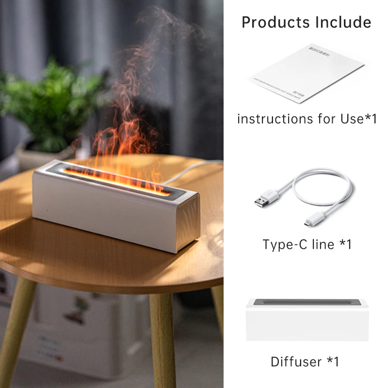 Vissko 7-Colorful Flame Diffuser USB Air Humidifier Aromatherapy Essential for Bedroom Yoga Home Oil Diffuser Fragrance Diffuser