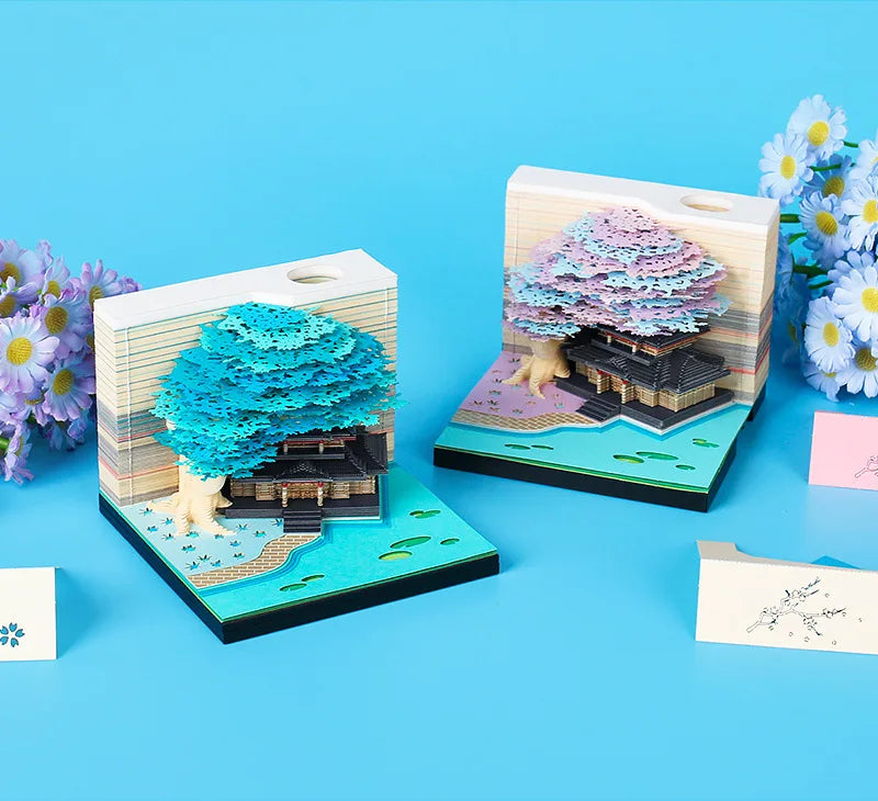 Treehouse 3D Desktop Calendar Sticky Notes Creative Crafts Souvenirs Paper Carvings Post-it Notes New Year Gifts Office Ornament