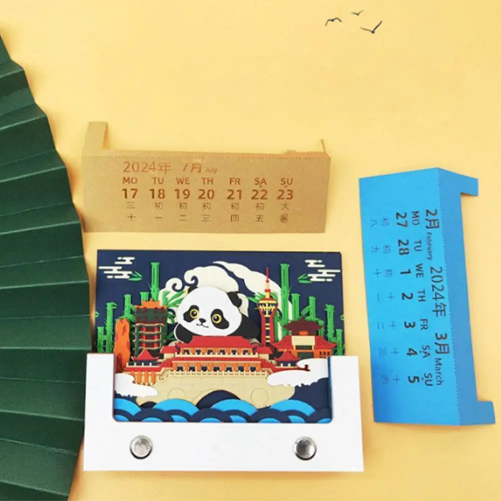 3D Art Calendar Cityscape 3D Calendar Writable Memo Pad Paper Carving Gifts For Living Room Study Room Bedroom Classroom