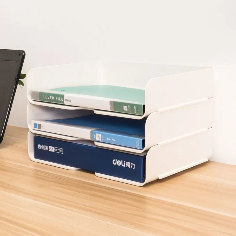 Organisateur de bureau empilable, support de bac à papier, bureau, bureau, fichier, lettre, livre, documents, étagère de classement, support de rangement pour cosmétiques