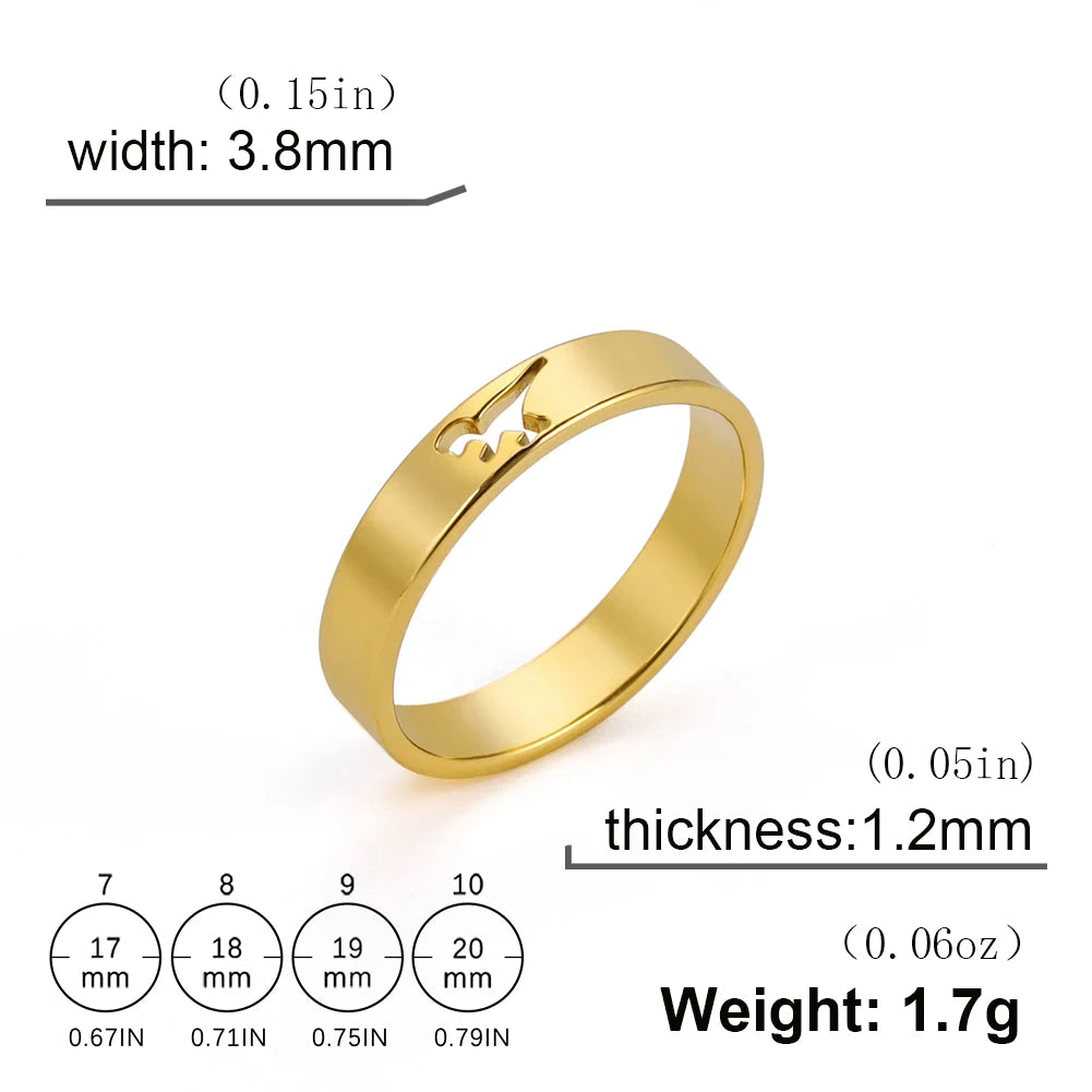 Skyrim Hollow Dinosaur Ring Stainless Steel Gold Color Tyrannosaurus Brachiosaurus Finger Rings Couple Jewelry for Women Men