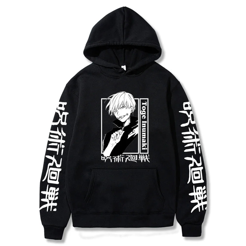 Anime Jujutsu Kaisen Hoodies Men Fashion Winter Casual Oversized Hip Hop Pullovers Harajuku Cartoon Inumaki Toge Sweatshirt Top