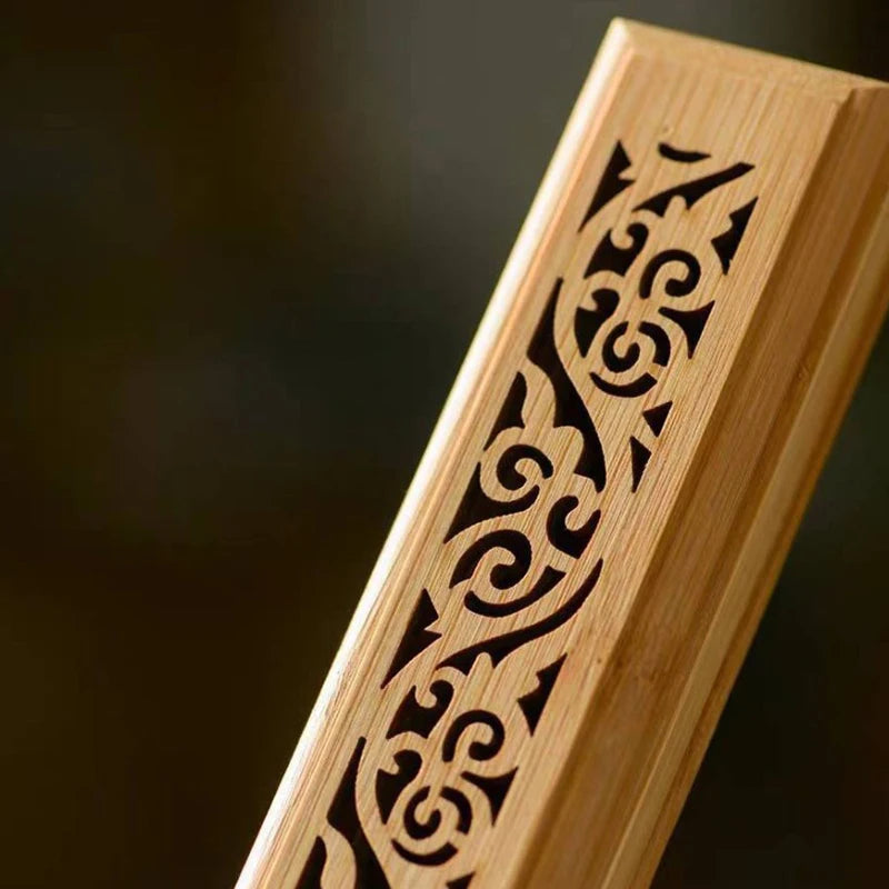 1 quemador de incienso de bambú natural con placa de colocación - Caja de madera de aromaterapia para almacenar y quemar incienso