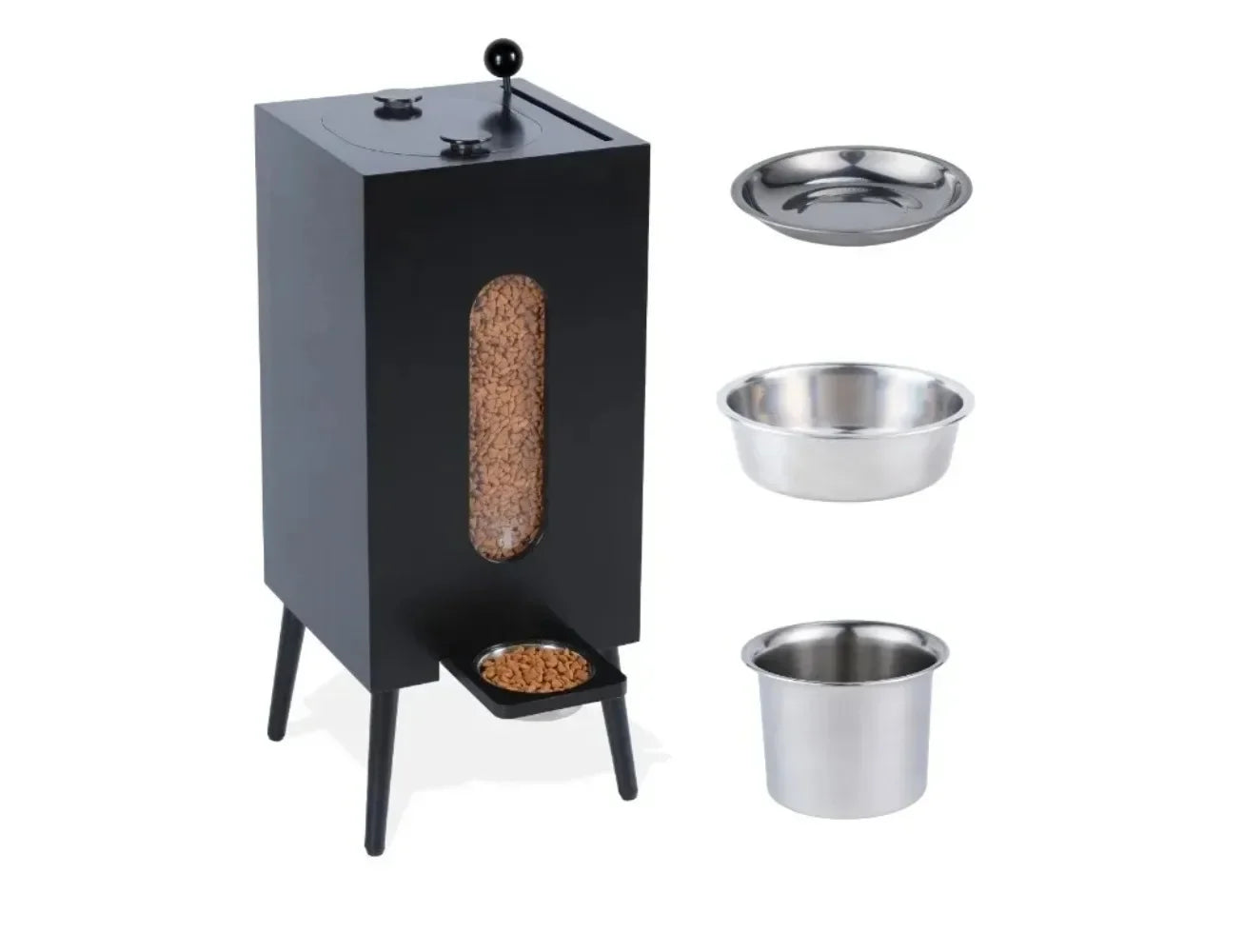 Pet Feeding Bowl 10L Large Capacity Storage And Dispenser Dog Feeder Wooden Cat Food Bowl