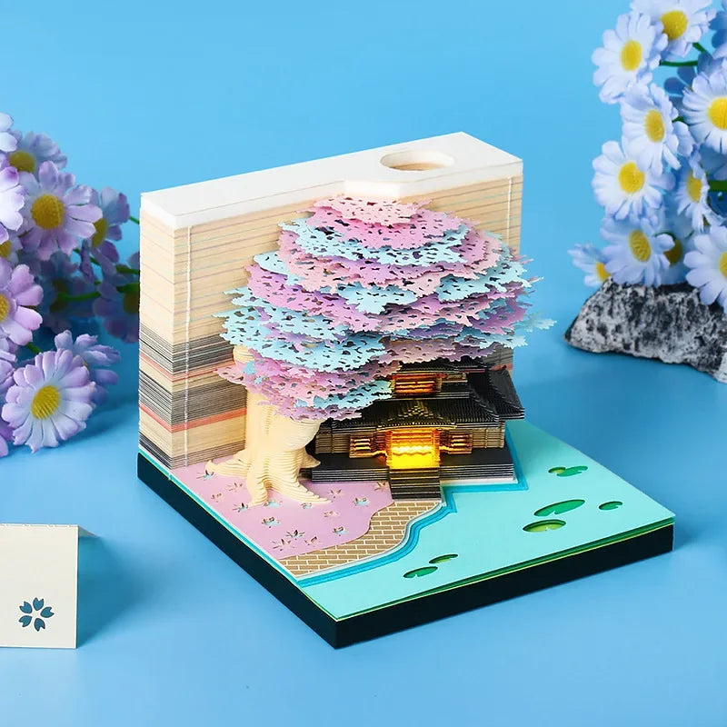 Treehouse 3D Desktop Calendar Sticky Notes Creative Crafts Souvenirs Paper Carvings Post-it Notes New Year Gifts Office Ornament