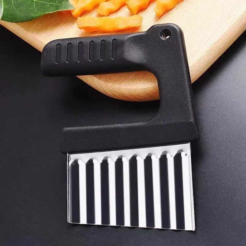 1 pieza de acero inoxidable de mano para cortar patatas fritas, cuchillo para maza, cortador de verduras multifuncional, herramientas de cocina