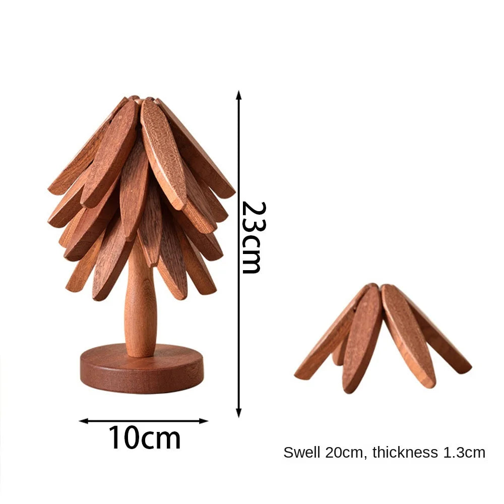 3/4PCS Anti Scald Heat Tree Design Coaster Resistant Coaster Wood Placemats Heat Insulating Mat Tree Shape Non-slip Coaster Set