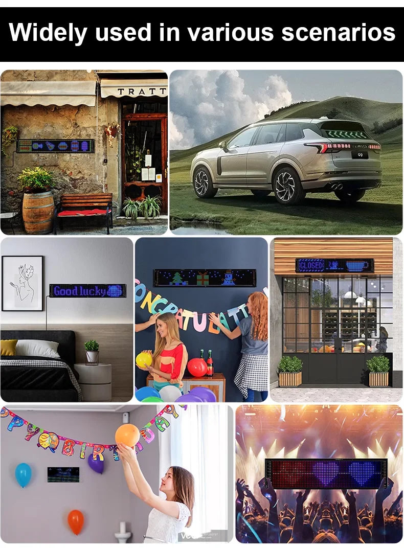USB LED Matrix Pixel Panel With App Control 5V Flexible Scrolling Bright Advertising LED Signs RGB Pattern Car Animation Display