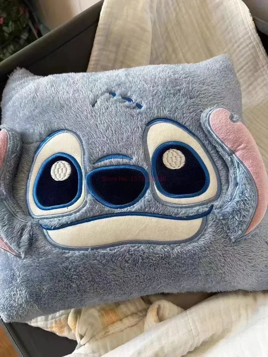 Stitch Disney Throw Pillow Blanket 2-in-1 Kawahiran Velvet Throw Pillow Thickened Nap Blanket Living Room Christmas Gift