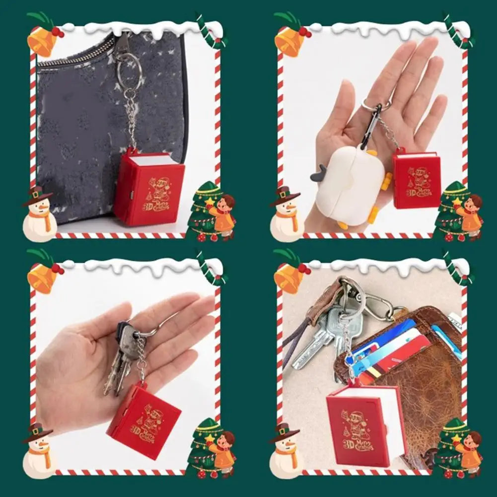 2Pcs Storypop Keychain Mini 3D Book Folding Toy Pop-Up Story Book Keyring Decoration Educational Stress Relief Toy for Kids