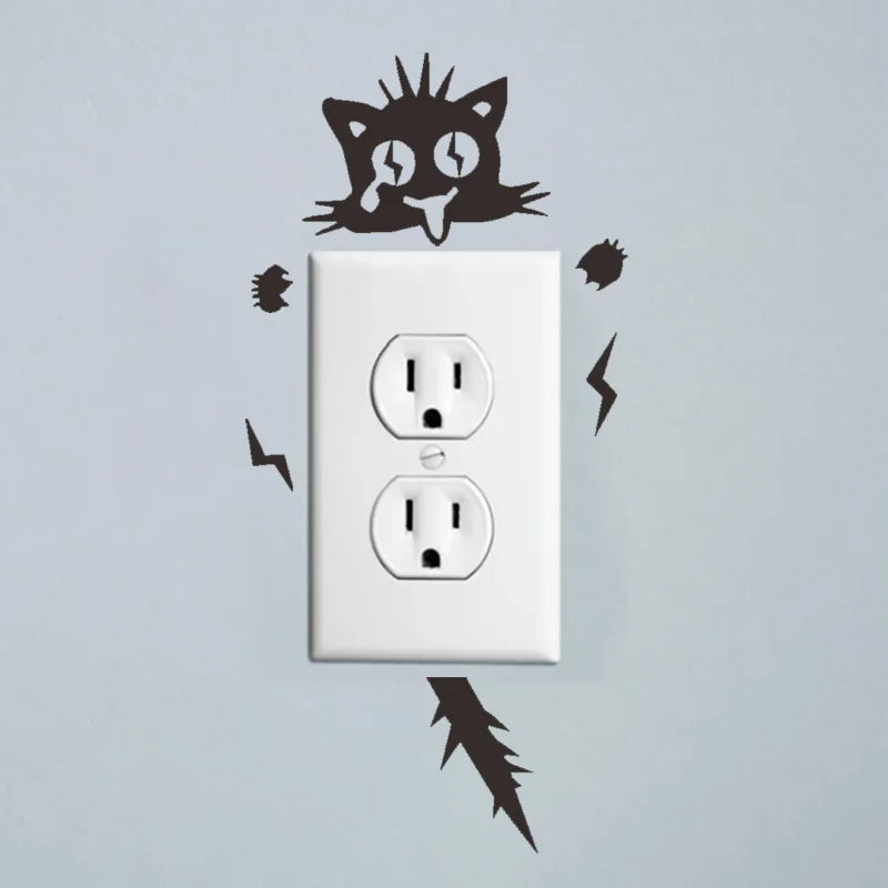 2Pcs/Set Cat Wall Sticker, Funny Cute Cat Switch Wall Sticker, Art Wall Stickers Art Murals, for Home Living Room Bedroom Decora