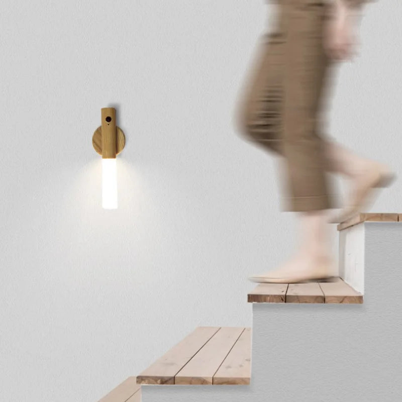 Warm Intelligent Induction Wall Lamp Wireless Wooden Stick Night Light Corridor Cabinet Wardrobe Light Decorative Home Light New