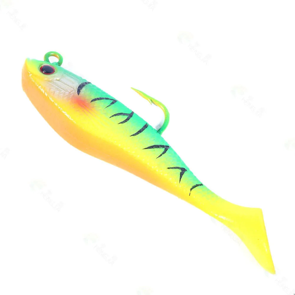 Sea Fishing Jigs Head Silicone Soft Bait 8cm-10g T tail Wobbler Fishing Lure Artificial Rubber Bait Swimbait Fishing Tackle
