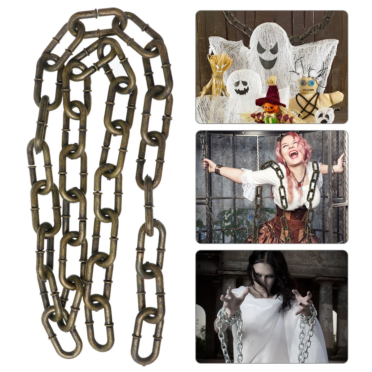 1 pieza de grilletes de Halloween, accesorio de simulación de cadena de hierro, accesorio de cadena de prisionero