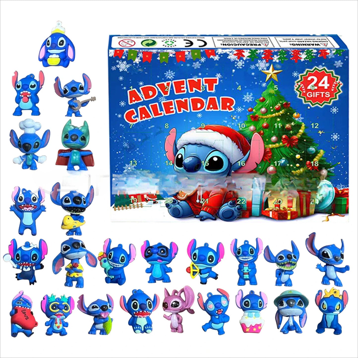 Stitch Christmas Advent Calendar Box Mickey Mouse Blind Box Figure Advent Calendar 24 Day Countdown Calendar Boys Girls Gift