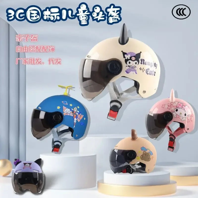Vintage Cartoon Cute Sanrio Kuromi Helmet Electric Car Women's Summer 3C Certification Half Helmet Cute Children's Adult Helmet