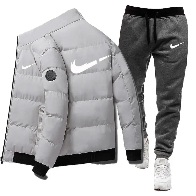 2024 Winter Casual Men's Sports Set 2-piece Set Letter Printed Fashion Brand Jacket+Sports Pants 2-piece Set
