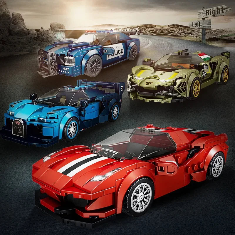 Yuxing-modelo mini-coche famoso, modelo de carreras deportivas, ocho cuadrículas, juguetes educativos para niños, bloques de construcción ensamblados