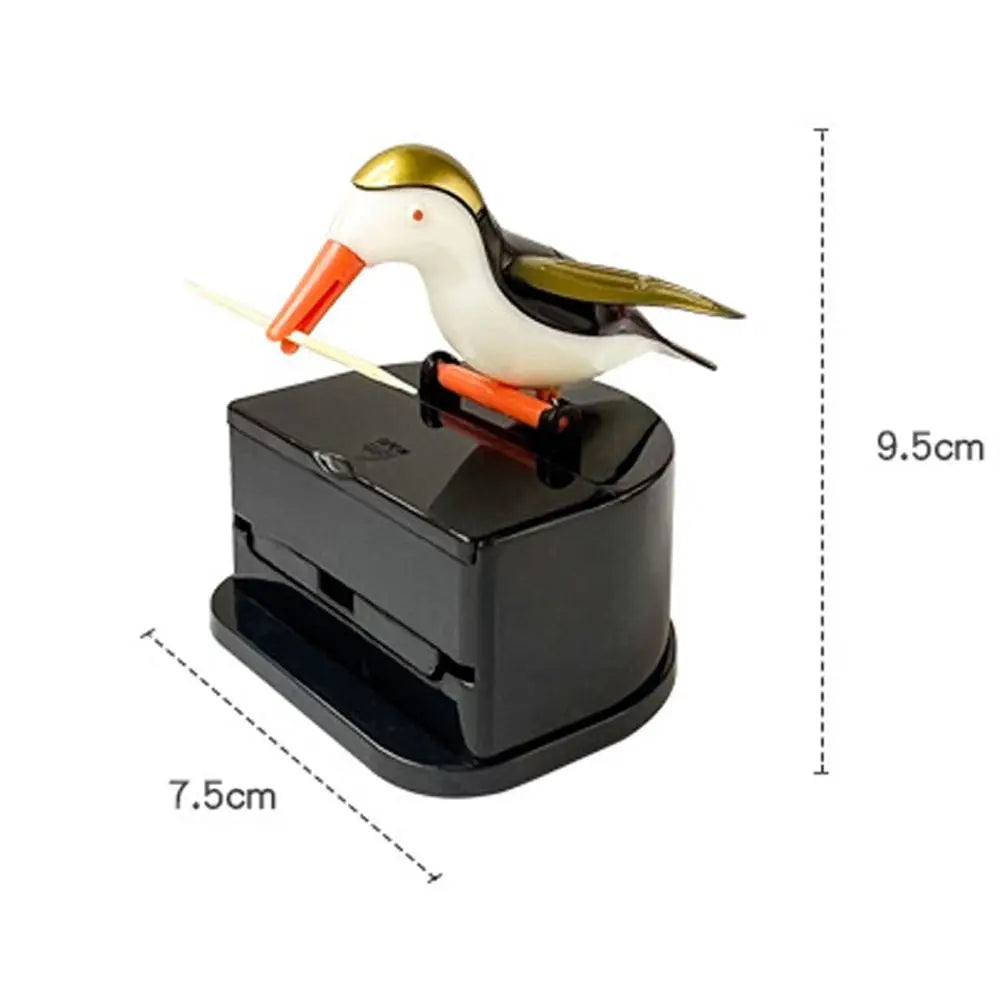 1PC Contenedor para palillos de dientes con forma de colibrí de dibujos animados Dispensador automático de palillos de dientes ABS Caja de soporte Decoración del hogar Accesorios de cocina