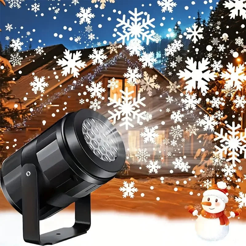 USB Powered Christmas Snowflake Projector Light Rotating Snowfall Projection Lamp for Christmas Halloween & Easter Party Decor