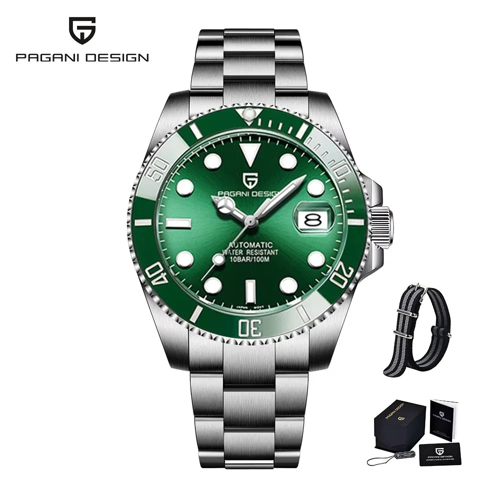 PAGANI DESIGN PD1661 Water Ghost Watch 40MM Luxury Automatic Mechanical Watches NH35 Auto Date Sport Dive BGW-9 Watch For Men