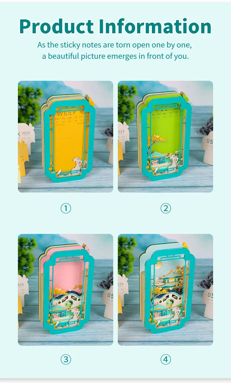 3d calendar 2025 memo pad 3d sticky pads crafting new Year's gift paper art 3d sculpture desk accessories small gifts for guests