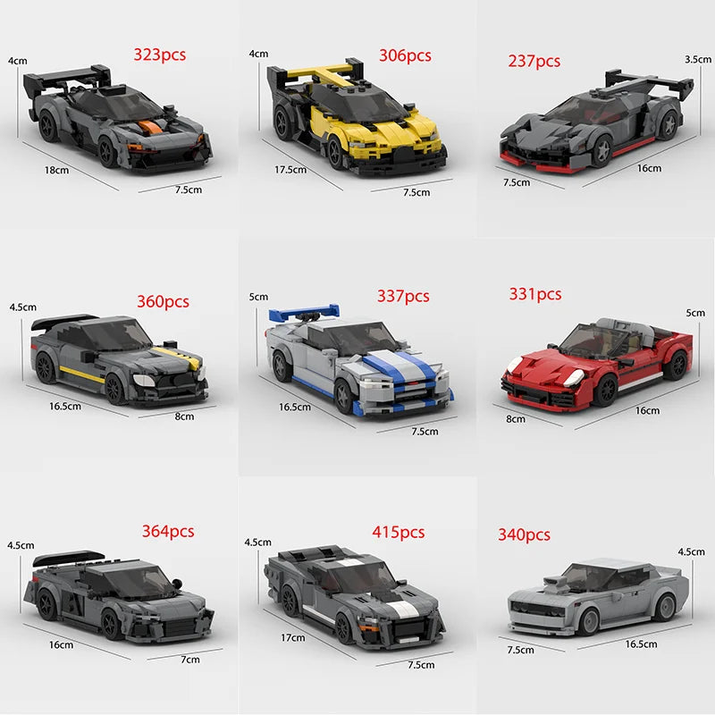 2022 Hot MOC Speed City Car Champion Racer Classic Supercar Building Blocks Brick Racing Super Technique Creative Garage DIY Set